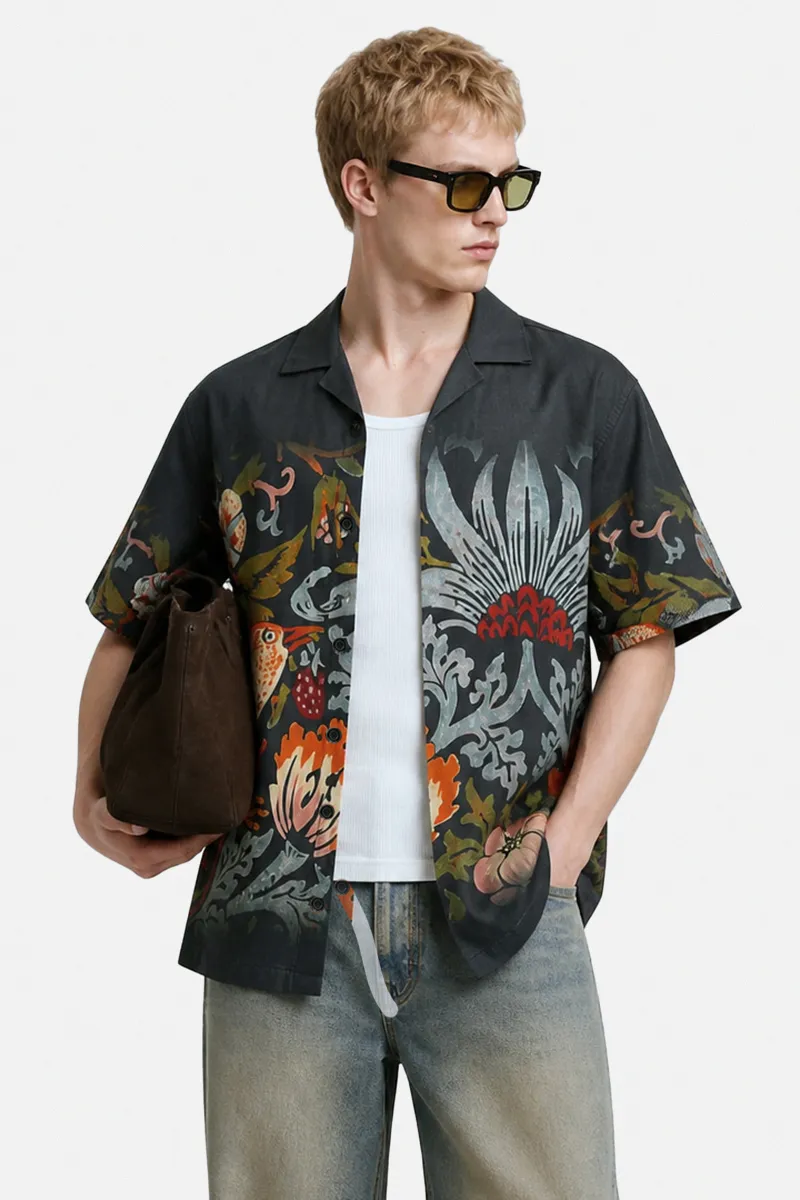 100% Viscose Floral Box Fit Shirt