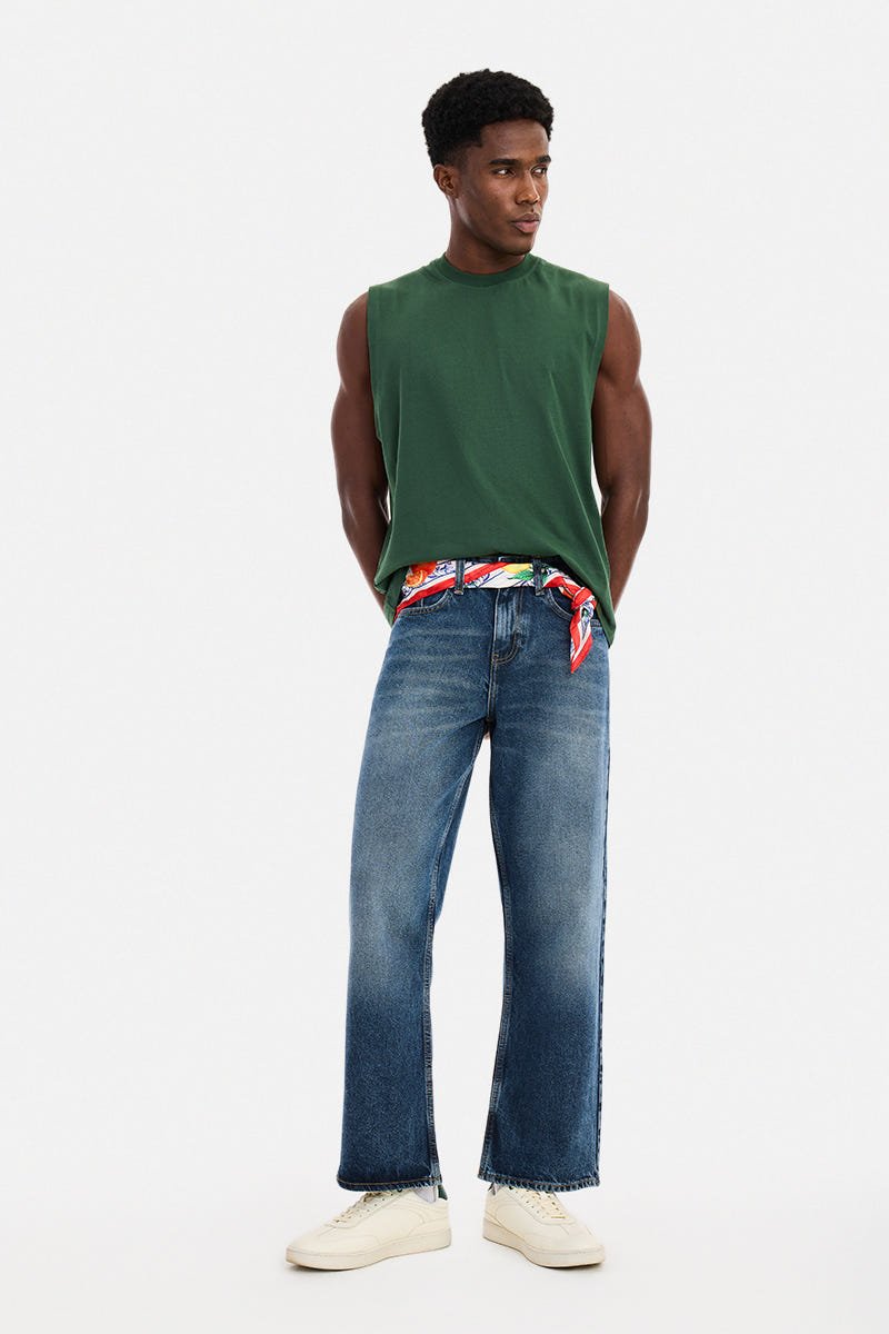 Washed Straight Loose Fit Jeans