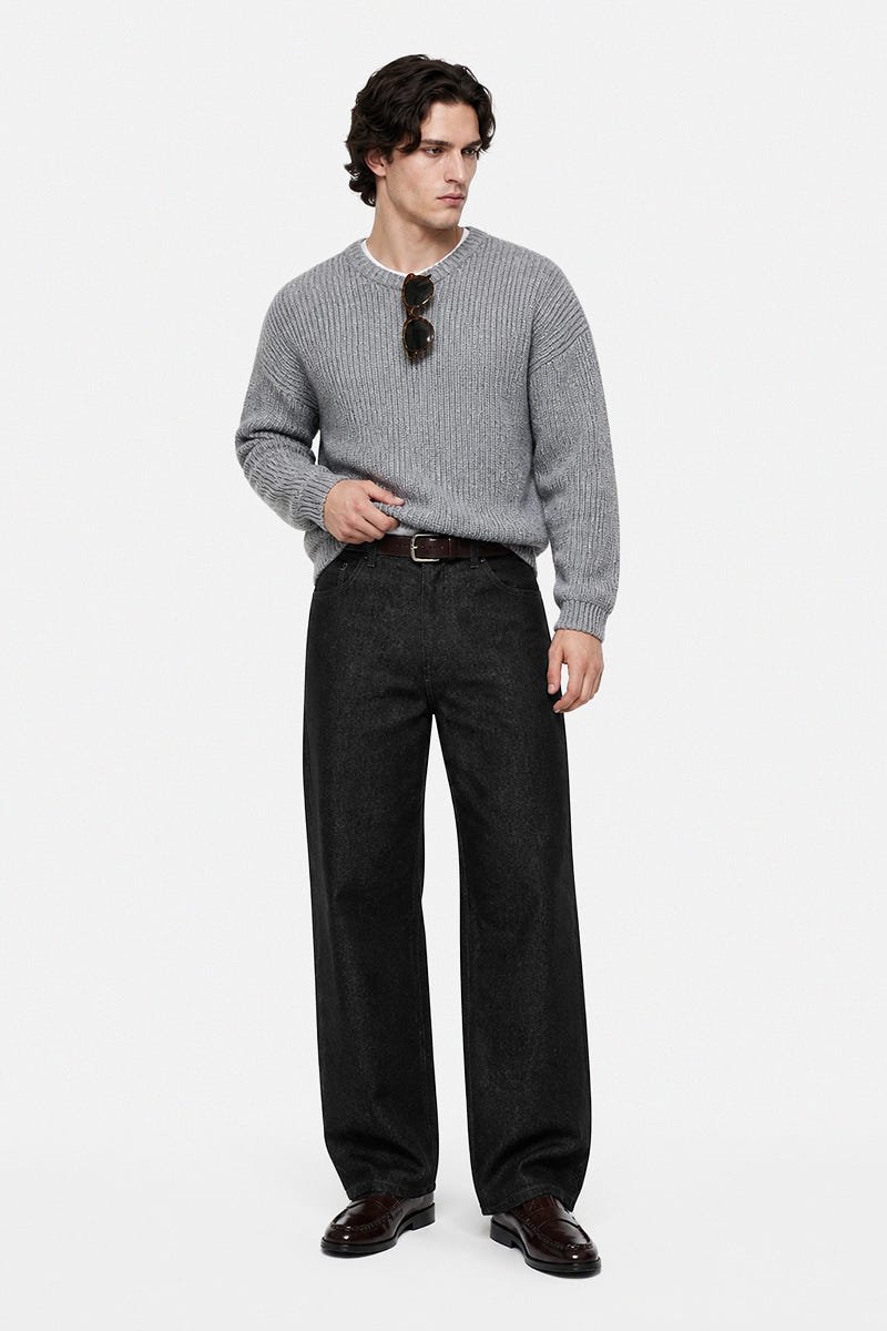 Washed Straight Loose Fit Jeans