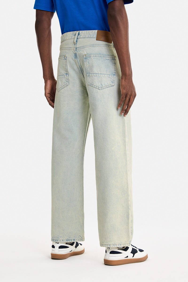 Straight Loose Fit Washed Ice-Blue Jeans