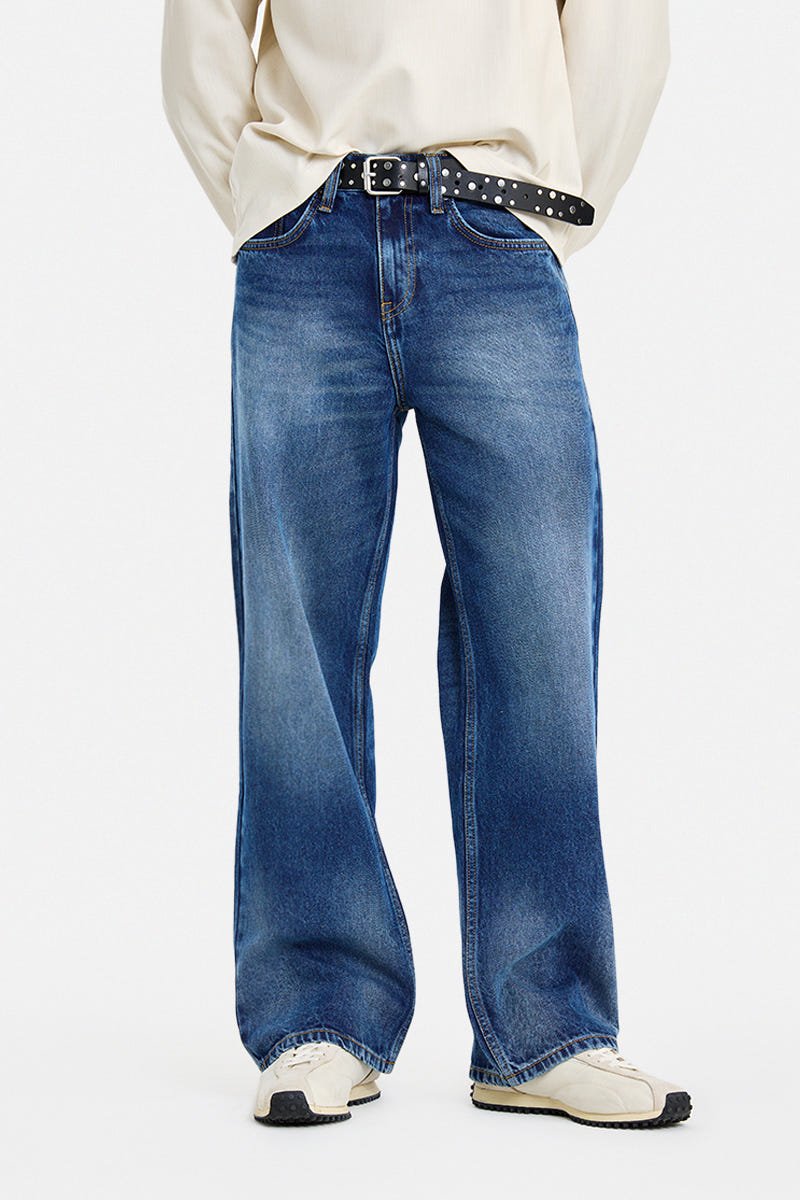 Straight Loose Fit Washed Jeans