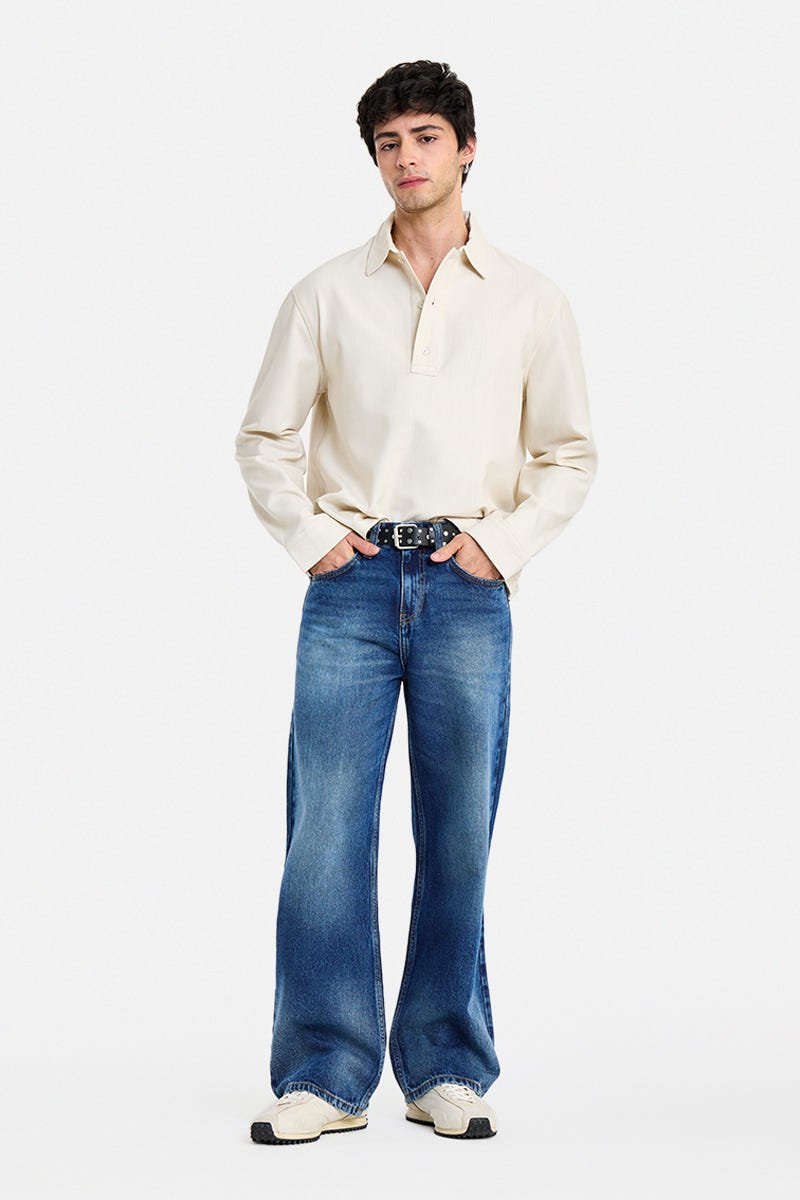 Straight Loose Fit Washed Jeans