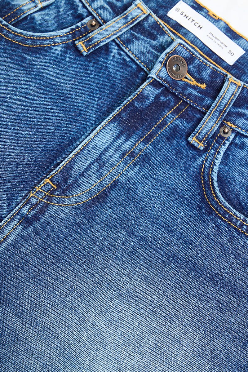 Straight Loose Fit Washed Jeans