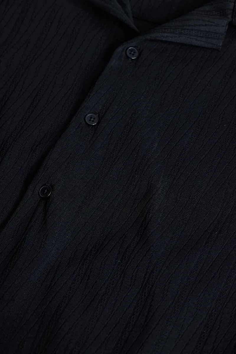 Black Cuban Textured Shirt