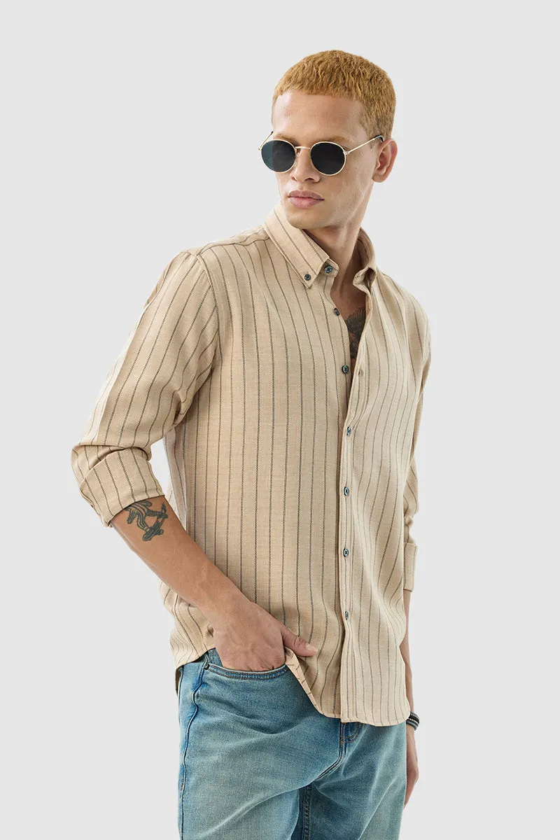 Beige Stripes Slim Fit Shirt