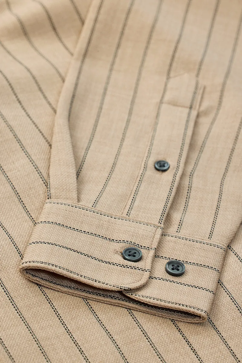 Beige Stripes Slim Fit Shirt