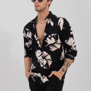 Cut Leaf Black Shirt