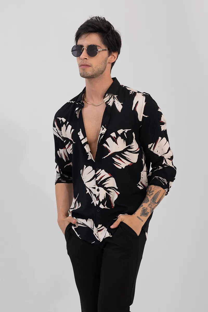 Cut Leaf Black Shirt