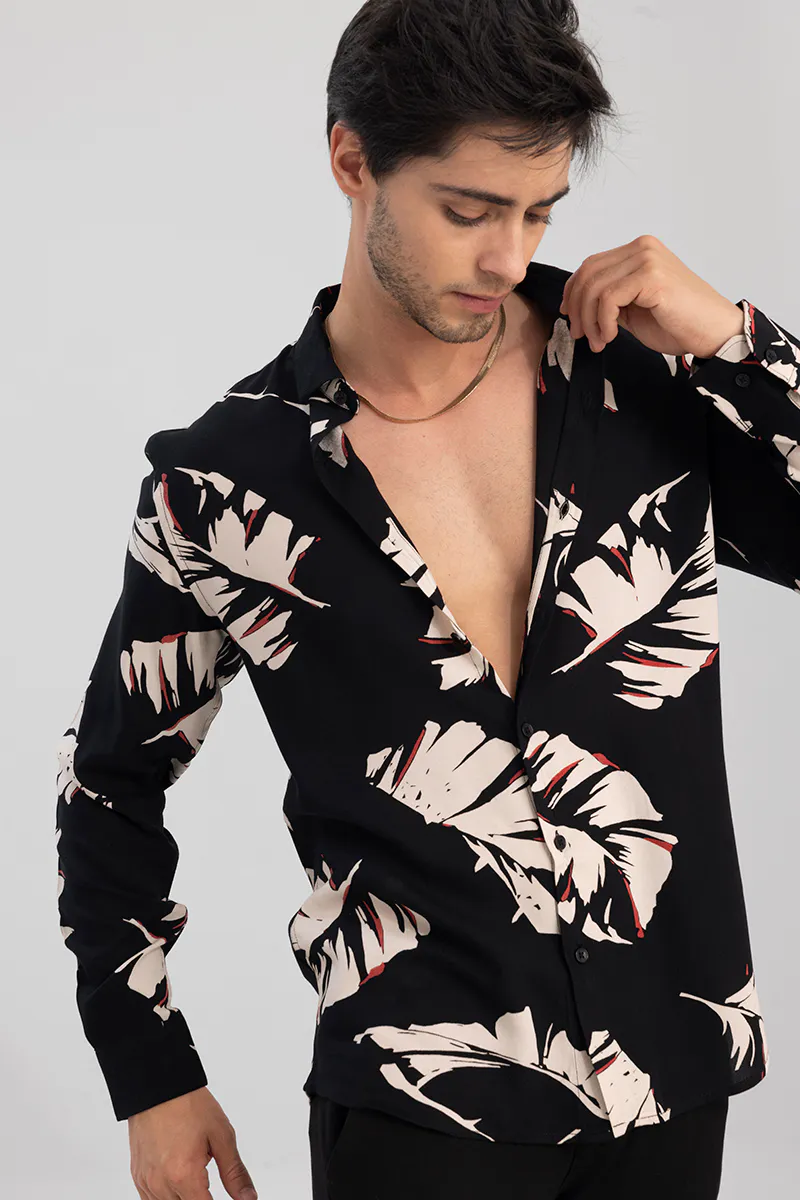 Cut Leaf Black Shirt