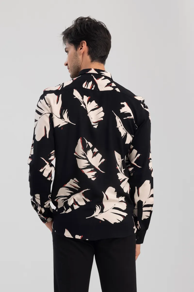 Cut Leaf Black Shirt