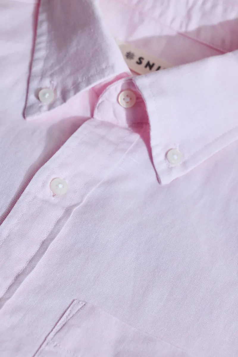 Light Pink Linen Blend Slim Fit Shirt