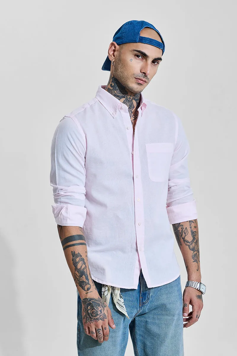 Light Pink Linen Blend Slim Fit Shirt