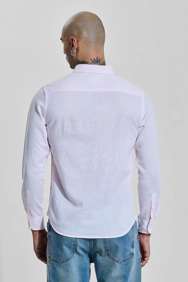 Light Pink Linen Blend Slim Fit Shirt