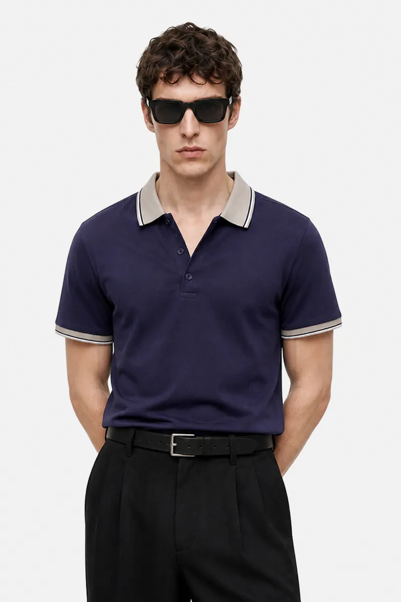 Regular Fit Navy Blue Polo T-Shirt