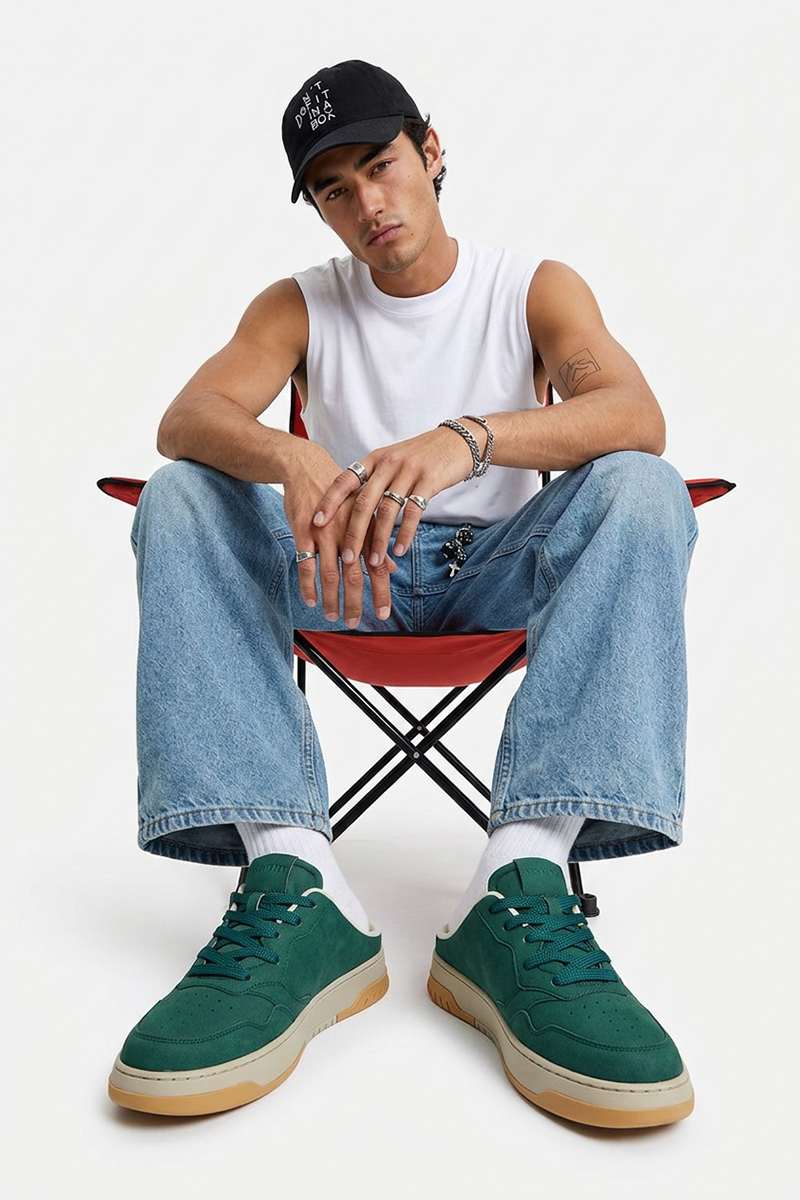 Slide-Easy Green Sneaker Mules